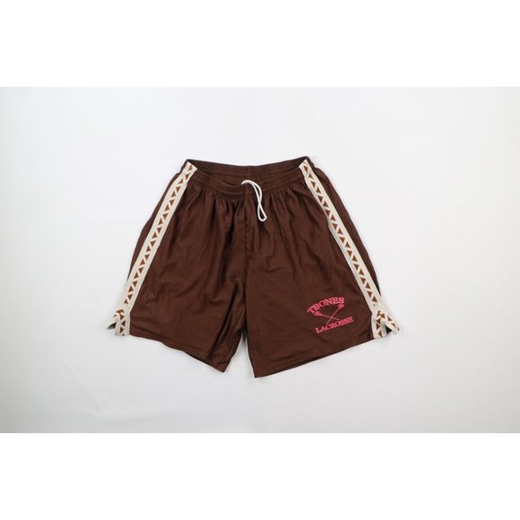 Vintage 90s Mens XL Distressed Above Knee T Bones Lacrosse Shorts Brown USA